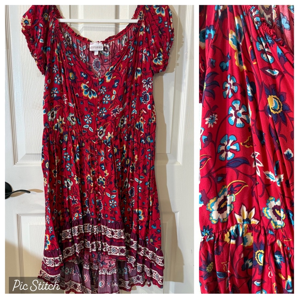 Shyanne Red Floral High Low Dress